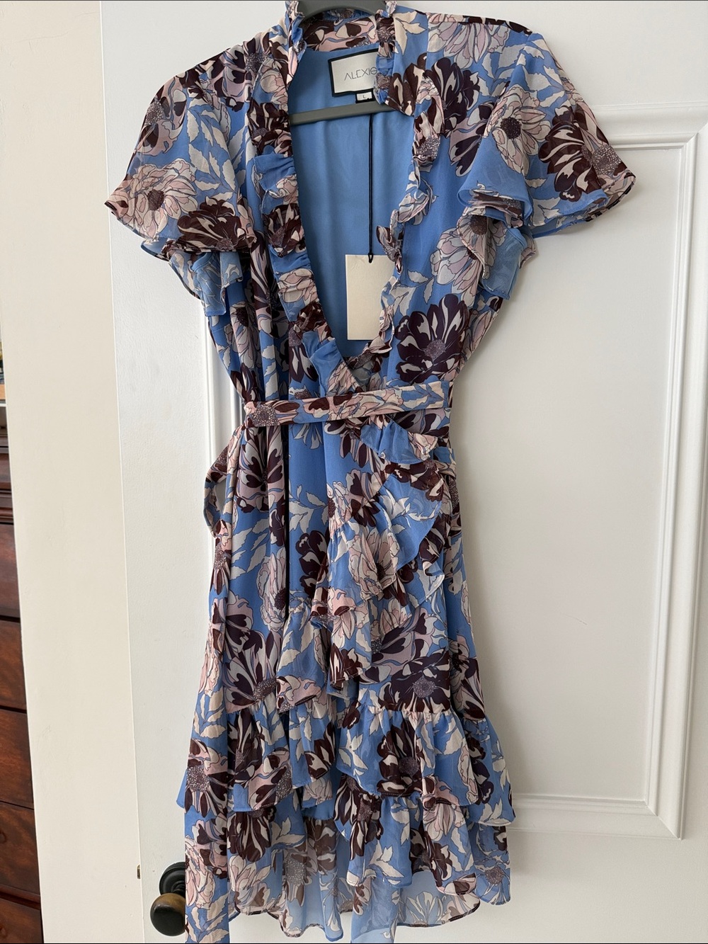 Alexis Sky Blue Floral Ruffle Blouse - Picture 7 of 7